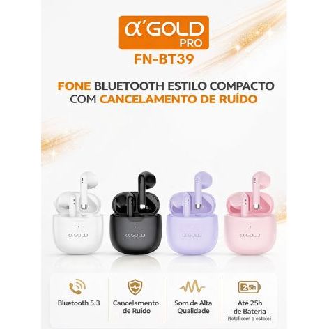 Fone Bluetooth α'GOLD FN-BA39 TWS Touch Alta Qualidade + Case Portátil Fone Bluetooth α'GOLD FN-BA39 TWS Touch Alta Qualidade + Case Portátil - Oferta na Shopee