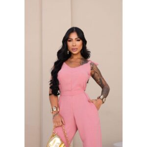 Macacão Feminino Longo Elegante Social Casual Acinturado com Alça e Bolso - Oferta na Shopee