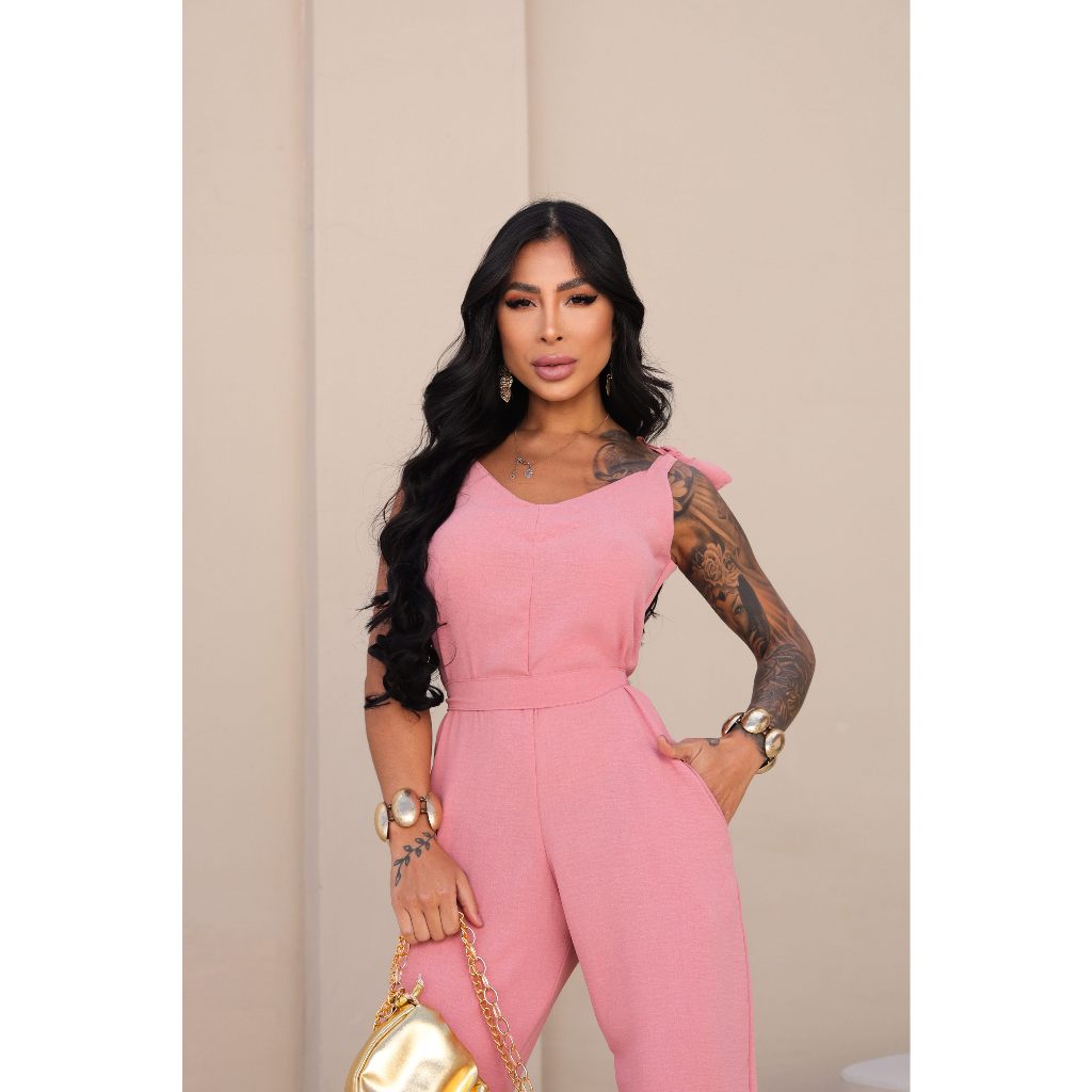 Macacão Feminino Longo Elegante Social Casual Acinturado com Alça e Bolso Macacão Feminino Longo Elegante Social Casual Acinturado com Alça e Bolso - Oferta na Shopee