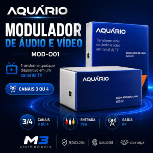 Modulador RF Aquário MOD 001 Conversor Áudio e Vídeo Canal 3 e 4 para TV - Oferta na Shopee