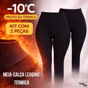 Kit com 2 Meias Legging Térmica Feminina Peluciada Grossa Cintura Alta Confortável Modeladora Inverno - Oferta na Shopee