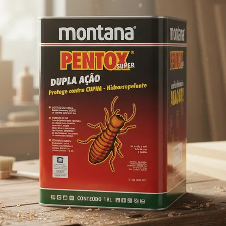Protetor Madeiras Proteção Contra Cupins Insetos Incolor e Marrom 18 Litros Pentox - Montana Protetor Madeiras Proteção Contra Cupins Insetos Incolor e Marrom 18 Litros Pentox - Montana - Oferta na Shopee