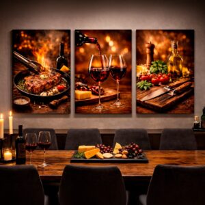 Quadros Decorativos Vinho Churrasco Restaurante Jantar Cozinha MDF 3mm - Oferta na Shopee