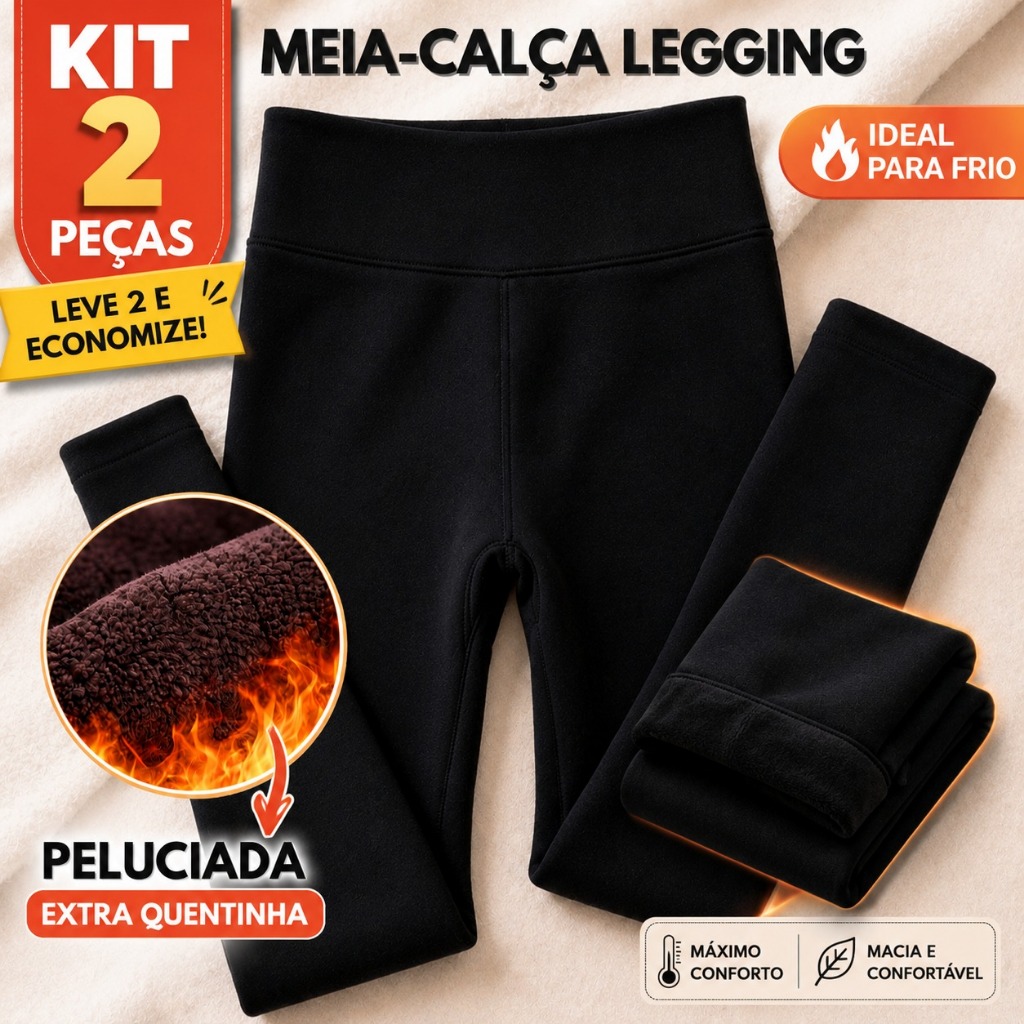 Meia Calça Térmica Flanelada Preta Legging Segunda Pele Cintura Alta Inverno Não Transparente Meia Calça Térmica Flanelada Preta Legging Segunda Pele Cintura Alta Inverno Não Transparente - Oferta na Shopee