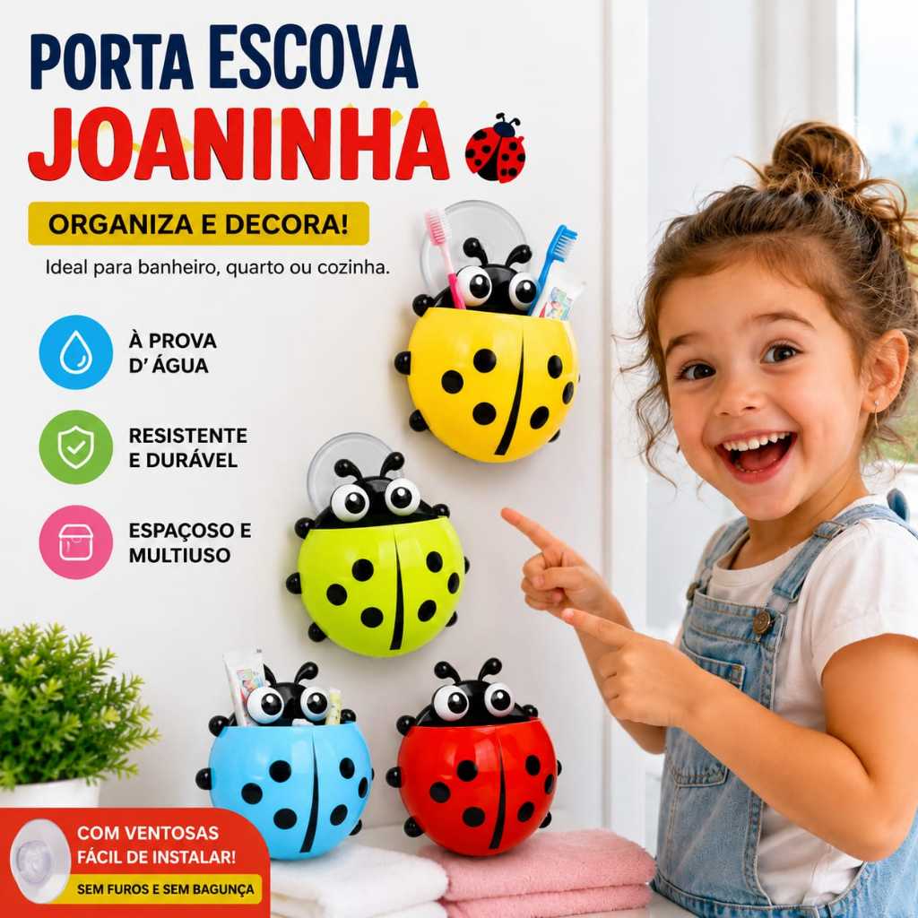 Promoção!! Porta Escova De Dente - Suporte De Parede Com Ventosa Organizador Joaninha Promoção!! Porta Escova De Dente - Suporte De Parede Com Ventosa Organizador Joaninha - Oferta na Shopee
