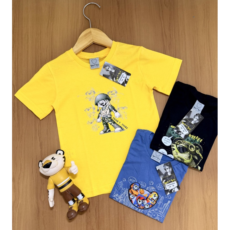 Camiseta Infantil Menino Algodão Fio 30 Manga Curta Estampada Costura Ombro a Ombro Tam 2 ao 12 Camiseta Infantil Menino Algodão Fio 30 Manga Curta Estampada Costura Ombro a Ombro Tam 2 ao 12