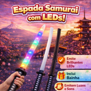 Espada Samurai Ninja Brinquedo Criança Bainha LED Pilha Luz Som Movimento Infantil Interativo - Oferta na Shopee
