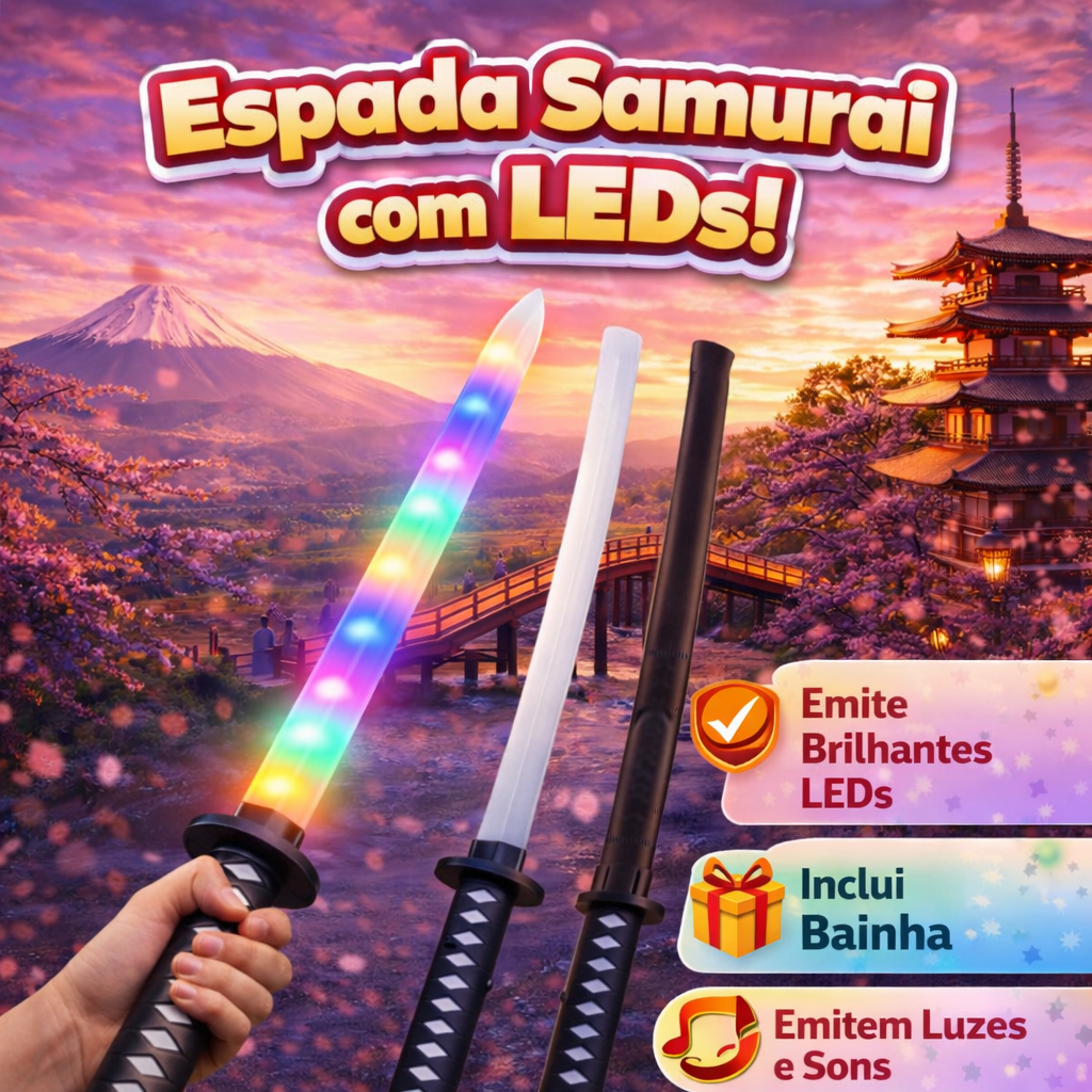 Espada Samurai Ninja Brinquedo Criança Bainha LED Pilha Luz Som Movimento Infantil Interativo Espada Samurai Ninja Brinquedo Criança Bainha LED Pilha Luz Som Movimento Infantil Interativo