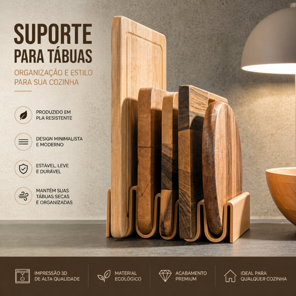Suporte Organizador de Tábuas de Corte para até 5 Tábuas Bancada – Porta Tampas de Panela e Formas Cozinha Prática Suporte Organizador de Tábuas de Corte para até 5 Tábuas Bancada – Porta Tampas de Panela e Formas Cozinha Prática
