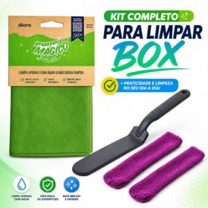 Conjunto Limpeza de Vãos Box e Janela + Limpa Vidro Pano Mágico Poliéster e Poliamida - Oferta na Shopee