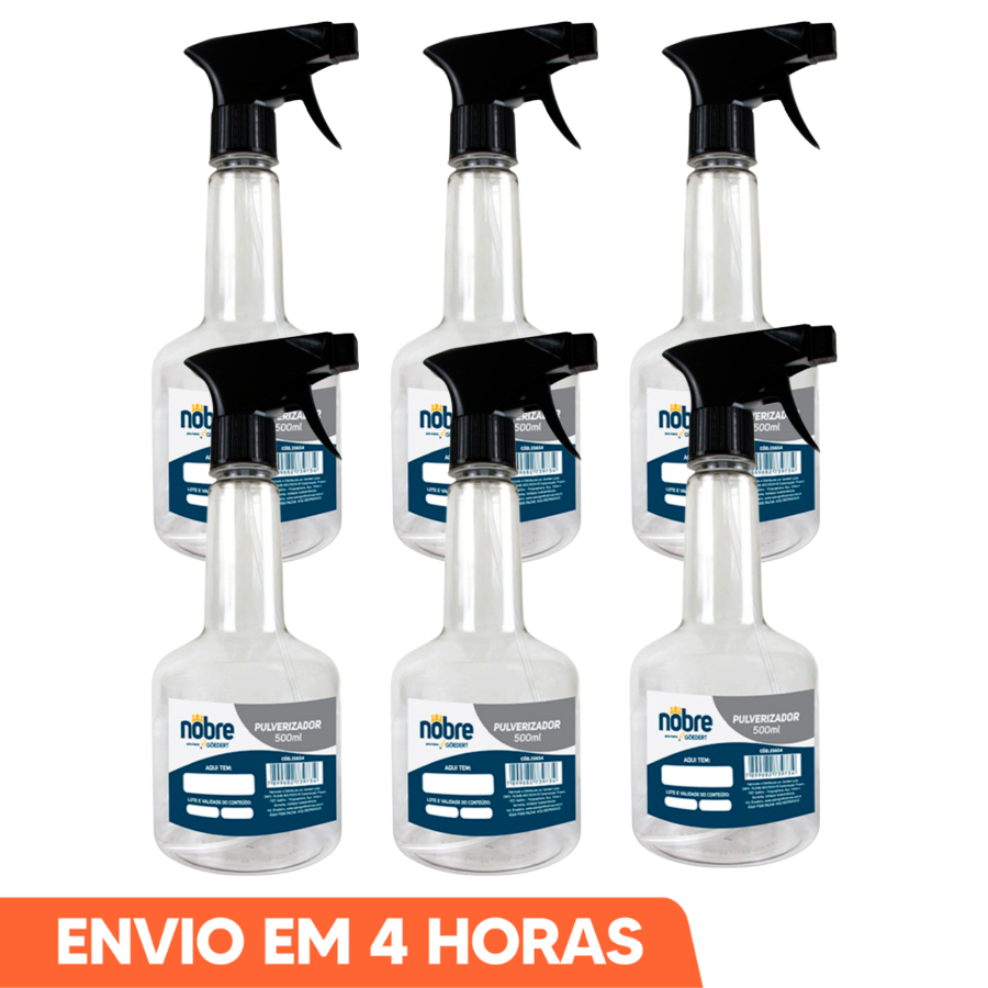 Kit Até 6 Unidades Pulverizador Transparente Borrifador Com Válvula Spray 500ml Marca Nobre Kit Até 6 Unidades Pulverizador Transparente Borrifador Com Válvula Spray 500ml Marca Nobre - Oferta na Shopee