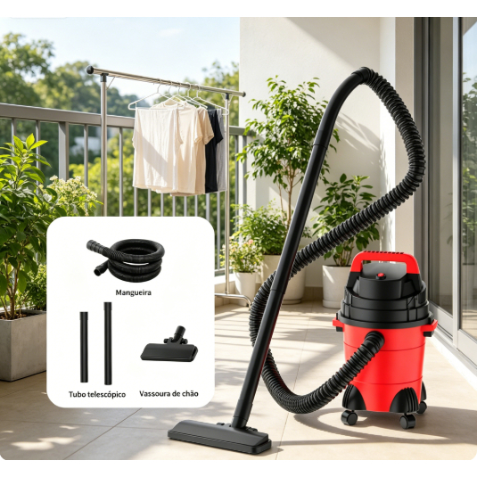 Aspirador de Pó 2 em 1 Úmido e Seco Sucção Potente com Filtro Lável para Casa e Garagem Aspirador de Pó 2 em 1 Úmido e Seco Sucção Potente com Filtro Lável para Casa e Garagem