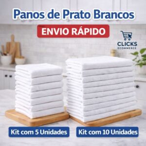 Pano De Prato Branco Pé De Galinha Kit Com 5/10 Peças - Oferta na Shopee