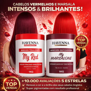 Kit contendo 1 Mascara Matizadora Para Cabelos Marsala Marsalone 1kg e 1 Mascara Matizadora Para Cabelos Vermelhos 1kg - Oferta na Shopee