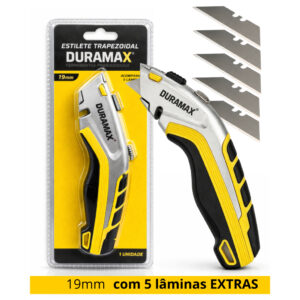 Estilete Metal Emborrachado Trapezoidal 19mm 5 Lâminas extras uso doméstico e profissional - Oferta na Shopee