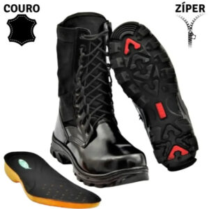 COTURNO MILITAR TROLLER PRICE ALTO BRILHO COM ZÍPER - Oferta na Shopee