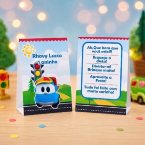 Kit Plaquinha de Agradecimento Léo o Caminhão - Centro de Mesa | Personalizados - Lembrancinha de Festa- Decoração - Oferta na Shopee
