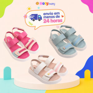 Sandália Feminina Infantil Verão Primavera Criança Papete Anabela Menina (Rosa