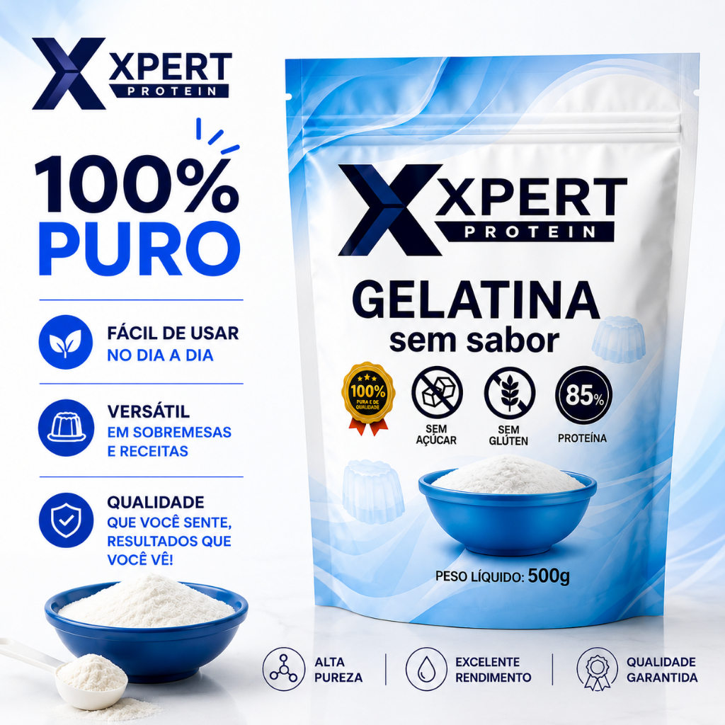 Gelatina Bovina Pura Sem Sabor e Incolor 500g - Xpert Protein Gelatina Bovina Pura Sem Sabor e Incolor 500g - Xpert Protein - Oferta na Shopee