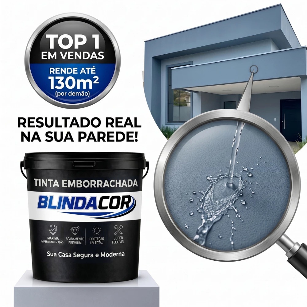 Tinta Emborrachada Impermeabilizante 4Kg Ou 18kg BlindaCor Anti Mofo Parede Telhado Premium Tinta Emborrachada Impermeabilizante 4Kg Ou 18kg BlindaCor Anti Mofo Parede Telhado Premium