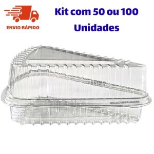 Embalagem Fatia De Bolo Torta Temaki Tampa Acoplada Cor Transparente Com 50 ou 100 unidades ECO630 - Oferta na Shopee