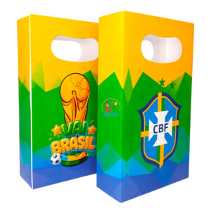 Copa Brasil Futebol Saquinhos/Sacolinhas boca de palhaço para festa doces e guloseimas - Oferta na Shopee