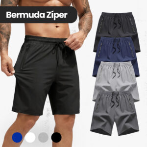 BERMUDA MASCULINA ACADEMIA TACTEL COM ELASTANO E ZIPER NOS BOLSOS shorts com ziper alta qualidade - Oferta na Shopee