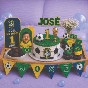 Kit Festa na Bandeja - Festa de aniversário café da manhã - Mini festa surpresa - Tema Copa do Mundo - Brasil - Oferta na Shopee