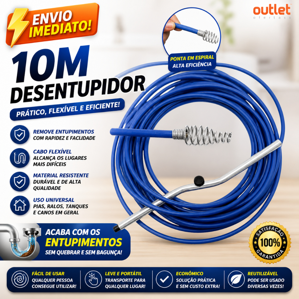 Desentupidor Manual Tufão para Pia Ralo Canos Manivela com mola Vaso Sanitario Tanques Desentupidor Manual Tufão para Pia Ralo Canos Manivela com mola Vaso Sanitario Tanques