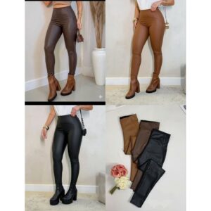 Calça legging  Couro  fosco levemente com FRANELADA importado bem macio e super elástica - Oferta na Shopee