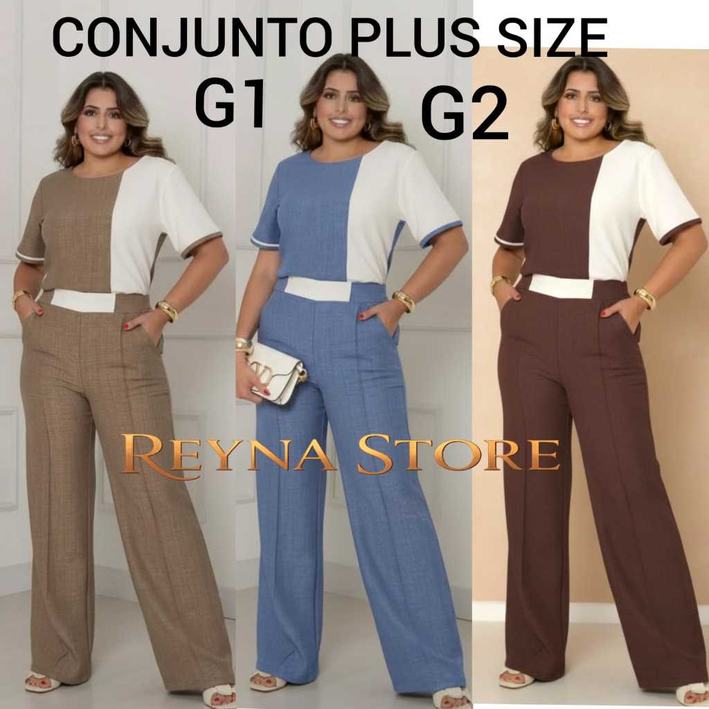 CONJUNTO PLUS SIZE FEMENINO ELEGANTE BLUSA E CALÇA SOFISTICADO FESTA, CASUAL CONJUNTO PLUS SIZE FEMENINO ELEGANTE BLUSA E CALÇA SOFISTICADO FESTA