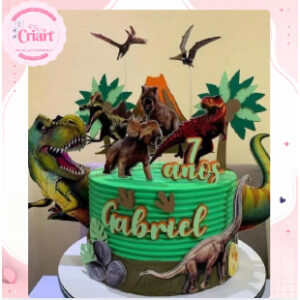 Topo de Bolo Dinossauro Personalizado Aniversário Menino Menina Festa Papel Fotográfico Nome e Idade - Oferta na Shopee