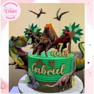 Topo de Bolo Dinossauro Personalizado Aniversário Menino Menina Festa Papel Fotográfico Nome e Idade Topo de Bolo Dinossauro Personalizado Aniversário Menino Menina Festa Papel Fotográfico Nome e Idade