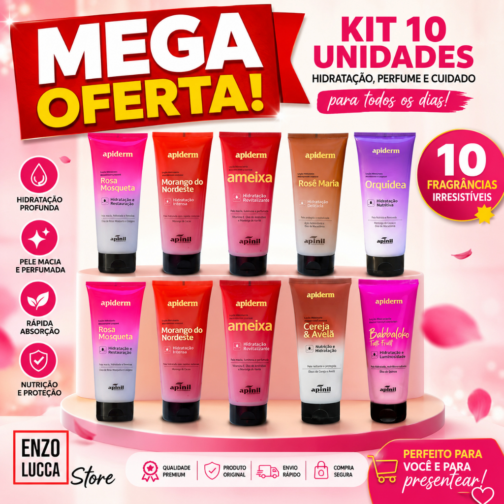 KIT 10 UNID LOÇÃO HIDRATANTE CORPORAL APIDERM APINIL KIT 10 UNID LOÇÃO HIDRATANTE CORPORAL APIDERM APINIL - Oferta na Shopee
