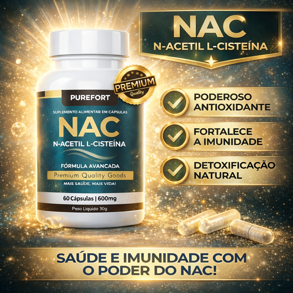 NAC 600mg Premium N-Acetilcisteína | Precursor da Glutationa | Imunidade e Saúde do Fígado NAC 600mg Premium N-Acetilcisteína | Precursor da Glutationa | Imunidade e Saúde do Fígado