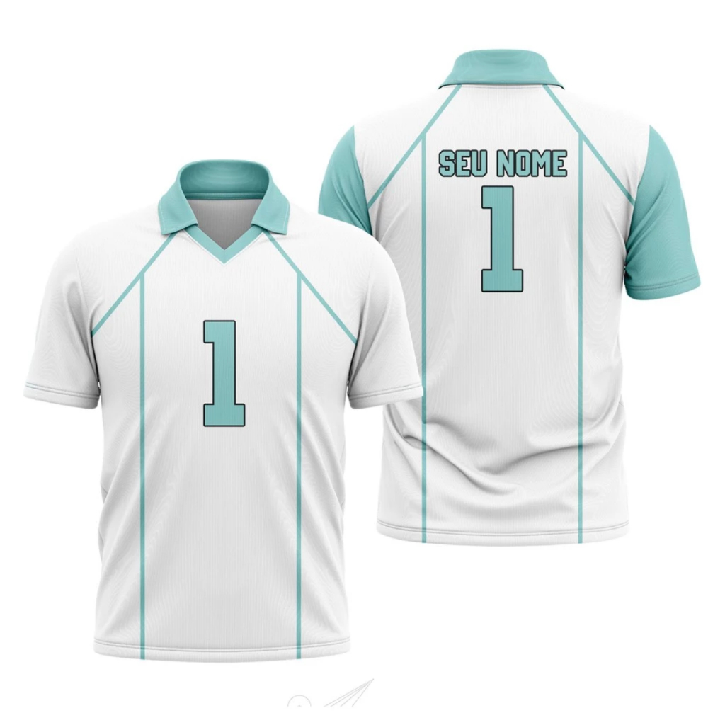 Camiseta Dry Fit Premium Uniforme Aoba Johsai Nome e Número Personalizável Anime Haikyuu Camiseta Dry Fit Premium Uniforme Aoba Johsai Nome e Número Personalizável Anime Haikyuu