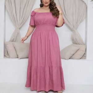 VESTIDO FEMININO LONGO PLUS SIZE LISO G1 e G3/viscolinho - Oferta na Shopee