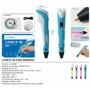 Caneta 3D Impressora Manual Infantil e Adulto Com Filamentos DIY Filamento Plastico Seguro Para Crianças - Oferta na Shopee