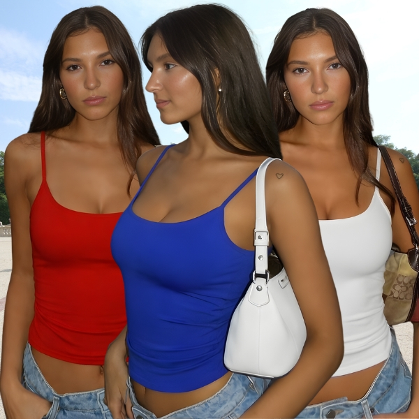 Kit 3 Blusas Regata Feminina Suplex Alça Fina Cropped Tube Básica Alcinha Blusinha Kit 3 Blusas Regata Feminina Suplex Alça Fina Cropped Tube Básica Alcinha Blusinha