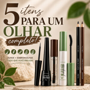 Kit 5 Delineador Líquido Máscara de cílios Fix Brow Gel para Sobrancelha e Lápis de Olho Preto e Marrom - Oferta na Shopee