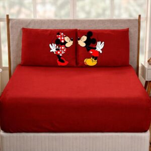 Jogo de Lençol Cama Casal/Queen/King 3 Peças Personagem Mickey e Minnie Beijo - Oferta na Shopee