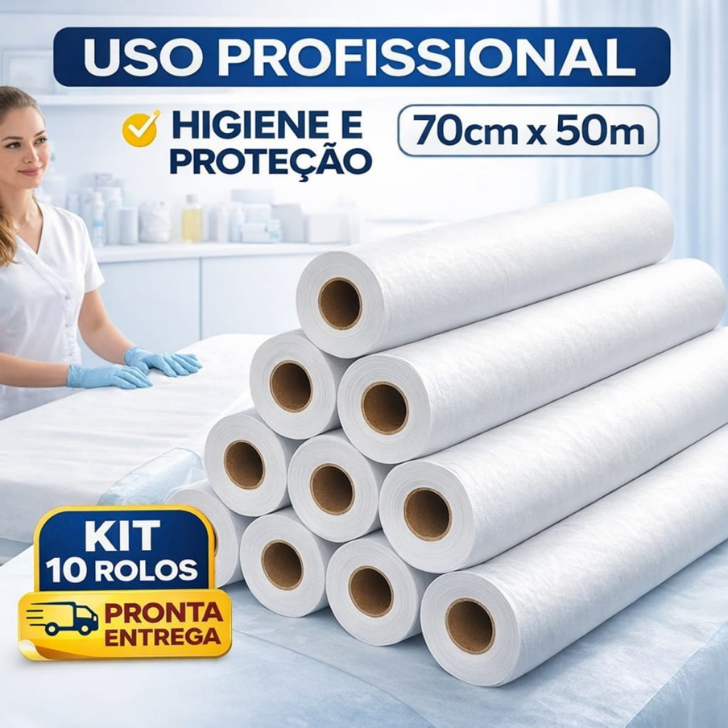 10 Rolos Papel Hospitalar Lençol Descartavel Spa Clínica 70cm x 50m Branco Fisioterapia Profissional 10 Rolos Papel Hospitalar Lençol Descartavel Spa Clínica 70cm x 50m Branco Fisioterapia Profissional - Oferta na Shopee