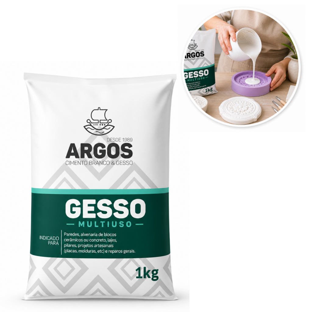 Gesso Rápido 1kg Argos Multiuso Artesanato Moldes Decoração Gesso Rápido 1kg Argos Multiuso Artesanato Moldes Decoração