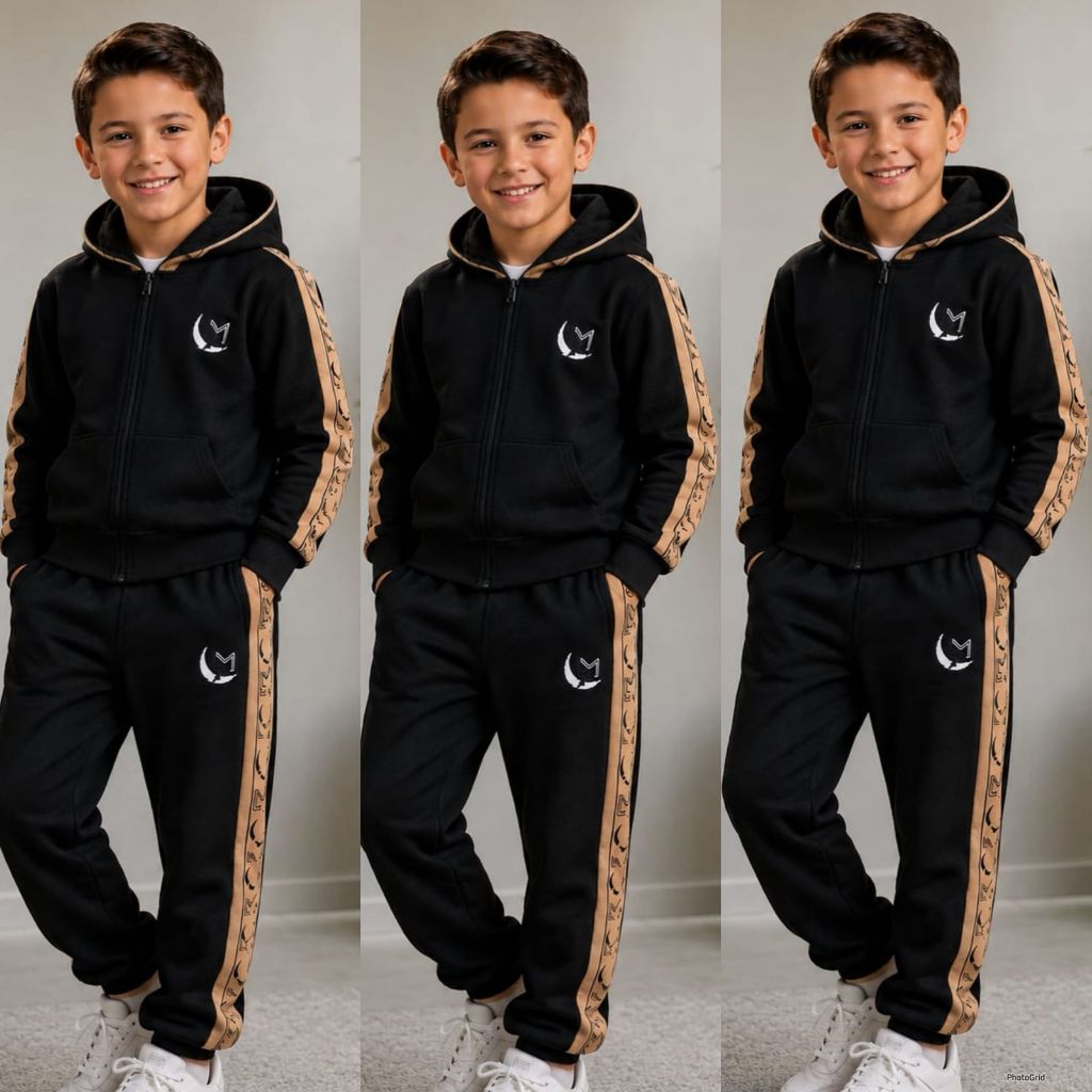 Conjunto Infantil Masculino Estiloso Agasalho Quentinho Conjunto de inverno Calça e casaco Conjunto Infantil Masculino Estiloso Agasalho Quentinho Conjunto de inverno Calça e casaco