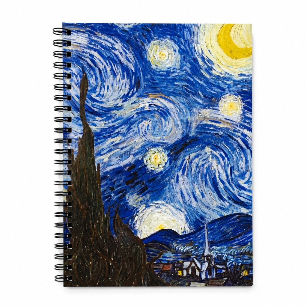 Cadernico Espiral Buendía – Noite Estrelada Folhas Decoradas Cadernico Espiral Buendía – Noite Estrelada Folhas Decoradas - Oferta na Shopee