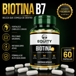 Biotina B7 60 Cápsulas Cabelo Forte Pele Saudável Unhas Resistentes Equity Nutrition - Oferta na Shopee