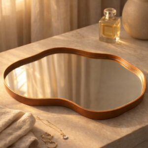 Bandeja Espelhada Decorativa Orgânico Couro Ecológico Premium 38x26cm Sala Quarto Banheiro Mesa Hall - Oferta na Shopee