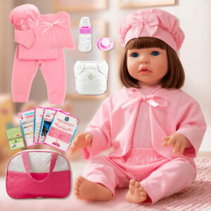 Boneca Bebê Reborn Realista Com Bolsa 100% Silicone Roupinha Rosa Pode Dar Banho - Oferta na Shopee