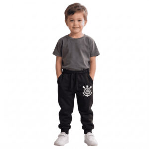 Calça Moletom Flanelada Infantil Futebol Times Corinthians c/ Punho Inverno - Oferta na Shopee