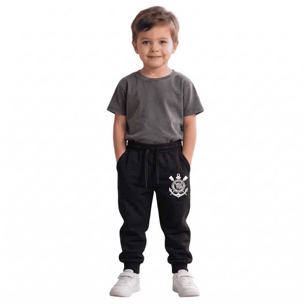 Calça Moletom Flanelada Infantil Futebol Times Corinthians c/ Punho Inverno Calça Moletom Flanelada Infantil Futebol Times Corinthians c/ Punho Inverno - Oferta na Shopee